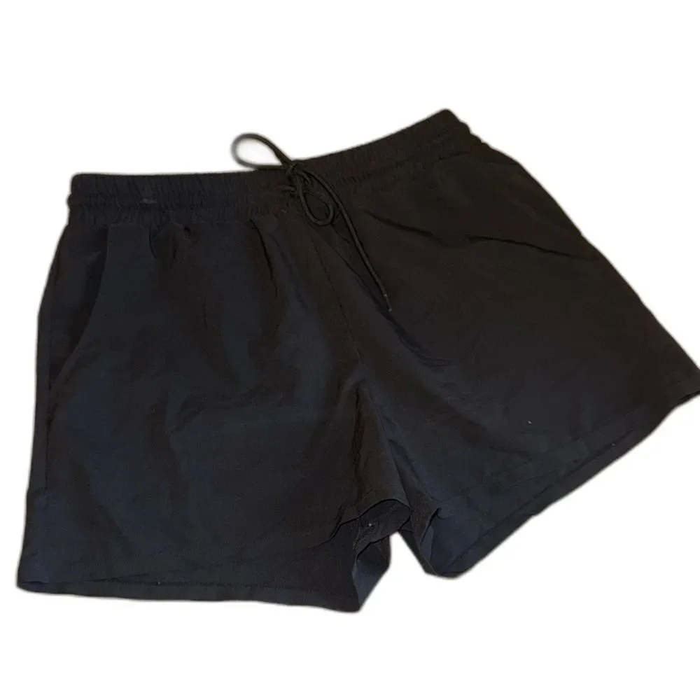 Time and‎ Tru Black Athletic Shorts with Elastic Waistband